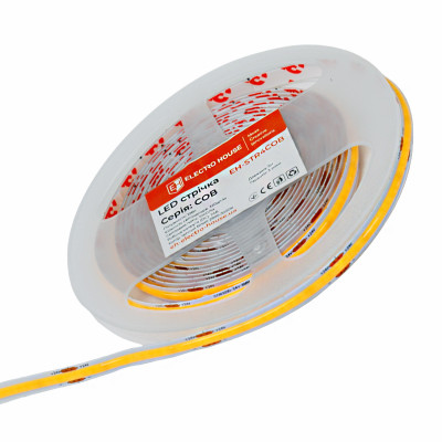 LED стрічка 10Вт 24В COB  320 діодів 100Лм/Вт теплий білий 3000K, серія COB, гарантія 3 роки