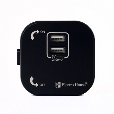 Розетка трекова подвійна USB 2.4 А, Unique Elegance Pandora Black