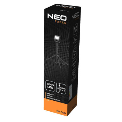 Neo Tools Прожектор, 4500 лм, 50Вт, SMD LED, кабель 3 м з вилкою, на штативі 1.8 м, алюмінієвий, IP65