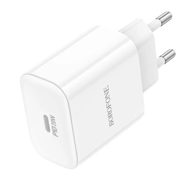 Мережевий зарядний пристрій BOROFONE BA81A single port PD20W charger(EU) White Мережевий зарядний пристрій BOROFONE BA81A single port PD20W charger(EU) White