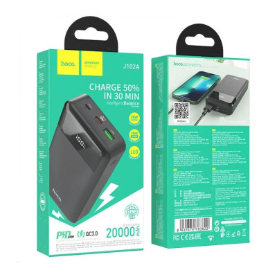 Внешний аккумулятор HOCO J102A Cool figure PD20W+QC3.0 power bank(20000mAh) Black