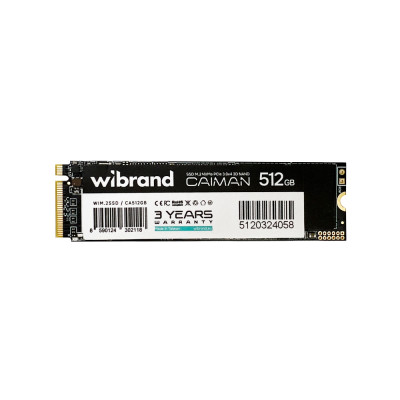 Накопичувач SSD M.2 Wibrand Caiman 512GB NVMe 2280 PCIe 3.0 3D NAND Накопичувач SSD M.2 Wibrand Caiman 512GB NVMe 2280 PCIe 3.0 3D NAND
