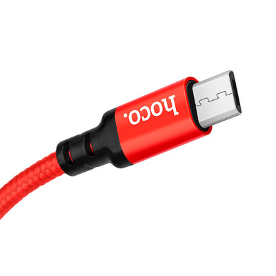 Кабель HOCO X14 USB to Micro 2,4A, 1m, nylon, aluminum connectors Black-red Кабель HOCO X14 USB to Micro 2,4A, 1m, nylon, aluminum connectors Black-red