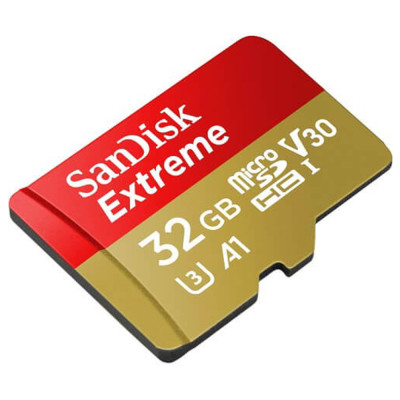 Карта пам'яті microSDHC (UHS-1 U3) SanDisk Extreme Action A1 32Gb class 10 V30 (R100MB/s, 667x) (adapter SD) Карта пам'яті microSDHC (UHS-1 U3) SanDisk Extreme Action A1 32Gb class 10 V30 (R100MB/s, 667x) (adapter SD)