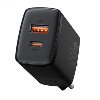 Мережевий зарядний пристрій Baseus Compact Quick Charger U+C 20W EU Black Мережевий зарядний пристрій Baseus Compact Quick Charger U+C 20W EU Black
