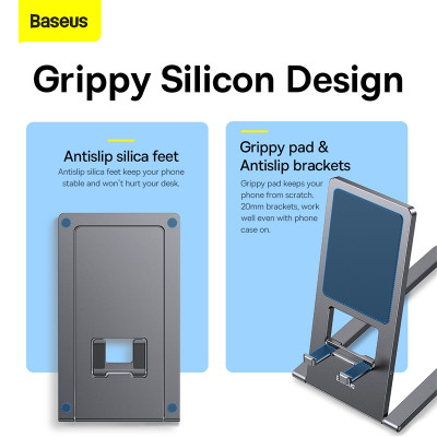 Підставка для телефона Baseus Foldable Metal Desktop Holder Gray Підставка для телефона Baseus Foldable Metal Desktop Holder Gray