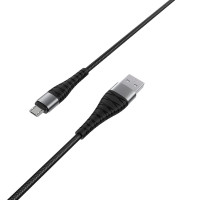 Кабель BOROFONE BX32 USB to Micro 2.4A, 1m, nylon, aluminum+TPE connectors, Black Кабель BOROFONE BX32 USB to Micro 2.4A, 1m, nylon, aluminum+TPE connectors, Black