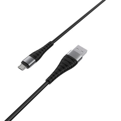 Кабель BOROFONE BX32 USB to Micro 2.4A, 1m, nylon, aluminum+TPE connectors, Black Кабель BOROFONE BX32 USB to Micro 2.4A, 1m, nylon, aluminum+TPE connectors, Black