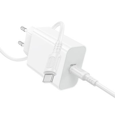 Мережевий зарядний пристрій BOROFONE BA107A Stellar single port PD30W charger set (C to C) (EU) White