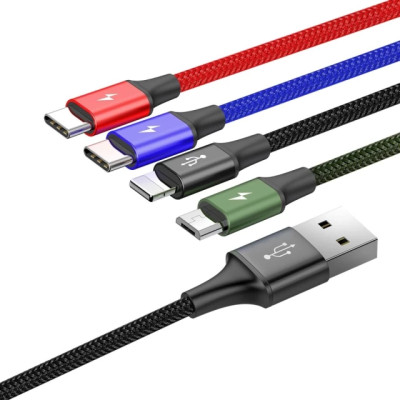 Кабель Baseus Fast 4-in-1 Cable For iP+Type-C(2)+Micro 3.5A 1.2m Black Кабель Baseus Fast 4-in-1 Cable For iP+Type-C(2)+Micro 3.5A 1.2m Black