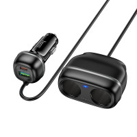 Автомобільний зарядний пристрій HOCO Z59 Rank 48W dual port PD30W+QC3.0 dual cigarette lighter slot car charger Black
