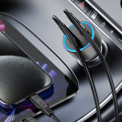 Автомобільний зарядний пристрій ACEFAST B21 75W(USB-C+USB-A)car charger Metal Gray