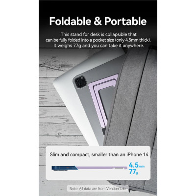 Тримач для телефона Vention Portable Cell Phone Stand Holder for Desk Aluminum Alloy Type Gray (KCZH0)