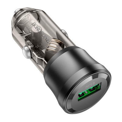 Автомобільний зарядний пристрій BOROFONE BZ23 Noble single-port QC3.0 car charger Transparent Black Автомобільний зарядний пристрій BOROFONE BZ23 Noble single-port QC3.0 car charger Transparent Black