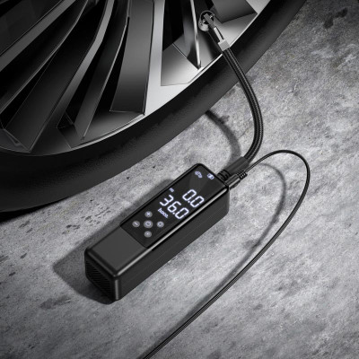Автомобільний насос HOCO ZP5 May smart air pump Black