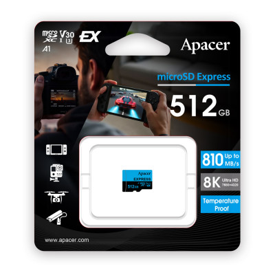 Карта пам'яті microSDXC  (UHS-1 U3) Apacer Express 512Gb class 10 V30 A1  Read/Write:810/700 MB/sec (Compatible with Nintendo Switch 2)