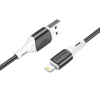 Кабель BOROFONE BX79 USB to iP 2.4A, 1m, silicone, silicone connectors, Black Кабель BOROFONE BX79 USB to iP 2.4A, 1m, silicone, silicone connectors, Black