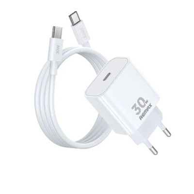Мережевий зарядний пристрій з кабелем REMAX Figen Series 30W All-compatible GaN Charger+ RC-CO21 Data Cable Set RP-U71 EU-White Мережевий зарядний пристрій з кабелем REMAX Figen Series 30W All-compatible GaN Charger+ RC-CO21 Data Cable Set RP-U71 EU-White