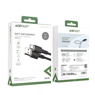 Кабель ACEFAST C2-04 USB to Type-C 3A, 1.2m, silicone, zinc connectors, Black Кабель ACEFAST C2-04 USB to Type-C 3A, 1.2m, silicone, zinc connectors, Black