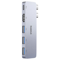 USB-хаб Baseus UltraJoy Series 5-Port HUB Space Grey (USB-C*2 to USB-C 40Gbps*1+HDMI 4K@30Hz*1+USB3.0*3）