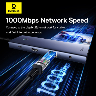 USB-хаб Baseus UltraJoy Series 10-Port HUB Docking Station Space Grey(Type-C to HDMI4K@60Hz*1+VGA*1+USB 3.0*3+PD*1+RJ45*1+SD/TF*1+3.5mm*1) USB-хаб Baseus UltraJoy Series 10-Port HUB Docking Station Space Grey(Type-C to HDMI4K@60Hz*1+VGA*1+USB 3.0*3+PD*1+RJ45*1+SD/TF*1+3.5mm*1)