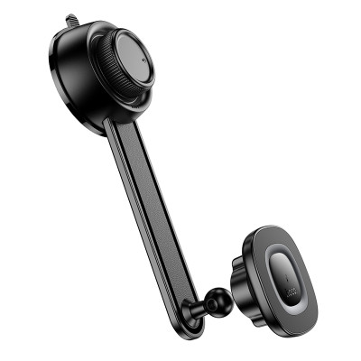 Автотримач для телефона з БЗП HOCO HW31 Crown magnetic wireless charging car holder(center console) Black Metal Gray