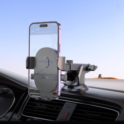 Автотримач для телефона HOCO H19 Mighty one-button car holder(center console) Black Автотримач для телефона HOCO H19 Mighty one-button car holder(center console) Black