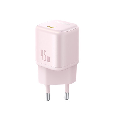 Мережевий зарядний пристрій Baseus PicoGo GaN Fast Charger 1C 45W EU Baby Pink