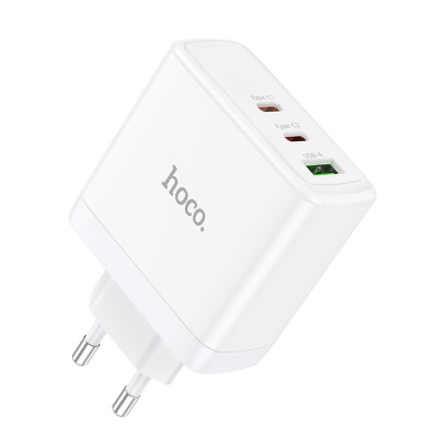 Мережевий зарядний пристрій HOCO N30 Glory PD65W three-port(2C1A) fast charger White