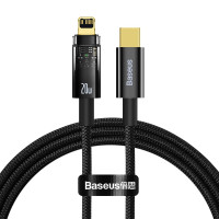 Кабель Baseus Explorer Series Auto Power-Off Fast Charging Data Cable Type-C to IP 20W 1m Black Кабель Baseus Explorer Series Auto Power-Off Fast Charging Data Cable Type-C to IP 20W 1m Black