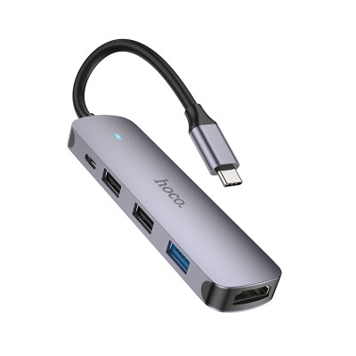 USB-хаб HOCO HB27 Type-C multi-function converter(HDTV+USB3.0+USB2.0*2+PD) Metal Gray USB-хаб HOCO HB27 Type-C multi-function converter(HDTV+USB3.0+USB2.0*2+PD) Metal Gray