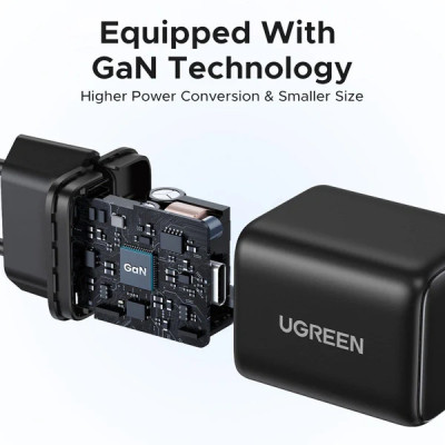 Мережевий зарядний пристрій UGREEN X517 25W USB-C GaN Fast Charger Set EU+1M CC Cable black Мережевий зарядний пристрій UGREEN X517 25W USB-C GaN Fast Charger Set EU+1M CC Cable black