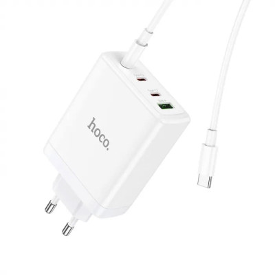 Мережевий зарядний пристрій HOCO N31 Leader PD100W four-port(3C1A) fast charger set(Type-C to Type-C) White Мережевий зарядний пристрій HOCO N31 Leader PD100W four-port(3C1A) fast charger set(Type-C to Type-C) White