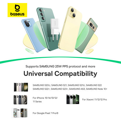 Мережевий зарядний пристрій з кабелем Baseus GaN5 Fast Charger (mini) 1C 25W EU Moon White (with: Fast Charging Data Cable Type-C) Мережевий зарядний пристрій з кабелем Baseus GaN5 Fast Charger (mini) 1C 25W EU Moon White (with: Fast Charging Data Cable Type-C)