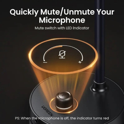 Настільний мікрофон UGREEN CM564 Desktop USB Microphone(UGR-90416), Black Настільний мікрофон UGREEN CM564 Desktop USB Microphone(UGR-90416), Black