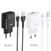 Мережевий зарядний пристрій з кабелем HOCO C72Q Glorious single port QC3.0 charger set(Micro) 18W White Мережевий зарядний пристрій з кабелем HOCO C72Q Glorious single port QC3.0 charger set(Micro) 18W White