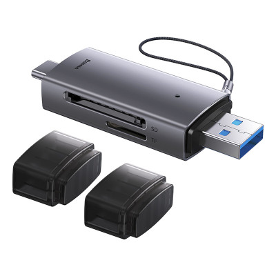 USB-хаб Baseus Lite Series USB-A & Type-C  to SD/TF Card Reader  Grey