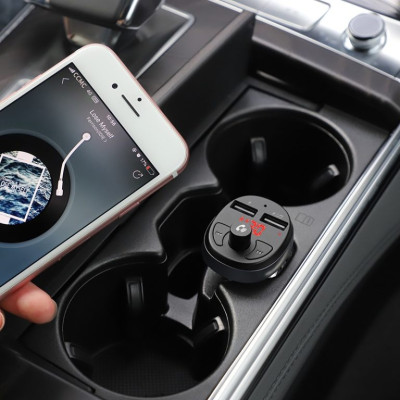 АЗП з FM-модулятором HOCO E41 In-car audio wireless FM transmitter Black