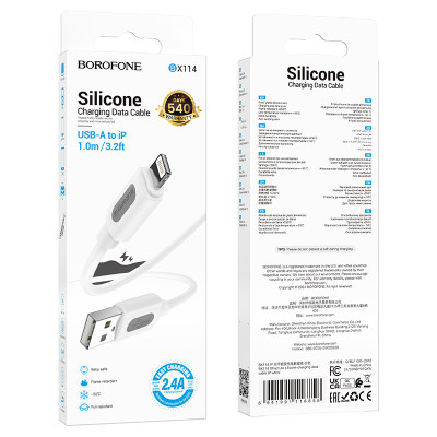 Кабель BOROFONE BX114 Structure silicone charging data cable iP White Кабель BOROFONE BX114 Structure silicone charging data cable iP White