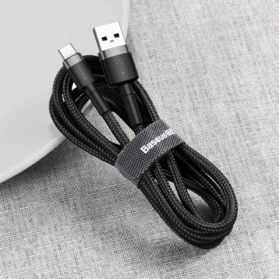 Кабель Baseus Cafule Cable USB For Type-C 3A 1m Gray+Black Кабель Baseus Cafule Cable USB For Type-C 3A 1m Gray+Black