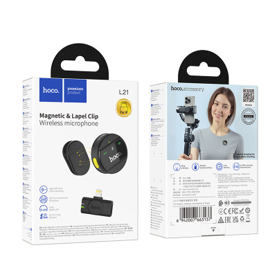 Бездротова мікрофонна система HOCO L21 Charm wireless microphone iP Black