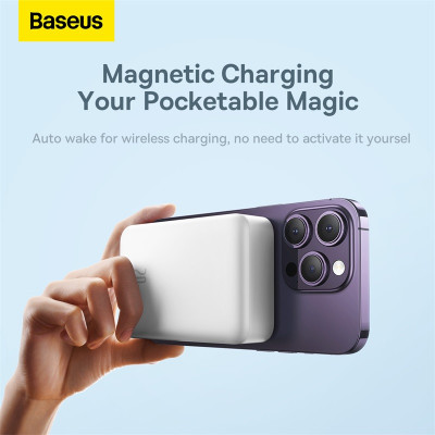 Зовнішній акумулятор Baseus Magnetic Mini Wireless Fast Charge Power Bank 20000mAh 20W White Зовнішній акумулятор Baseus Magnetic Mini Wireless Fast Charge Power Bank 20000mAh 20W White