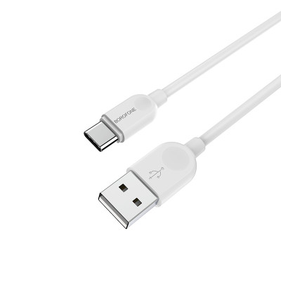 Кабель BOROFONE BX14 USB to Type-C 2.4A, 2m, PVC, TPE connectors, White Кабель BOROFONE BX14 USB to Type-C 2.4A, 2m, PVC, TPE connectors, White