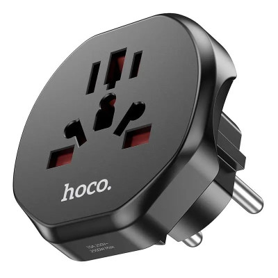 Мережевий адаптер HOCO AC6 Unimpeded universal conversion plug Black Мережевий адаптер HOCO AC6 Unimpeded universal conversion plug Black