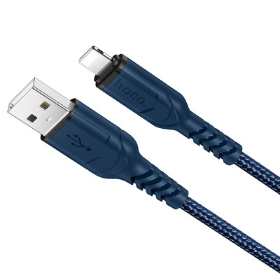 Кабель HOCO X59 USB to iP 2.4A, 1m, nylon, TPE connectors, Blue Кабель HOCO X59 USB to iP 2.4A, 1m, nylon, TPE connectors, Blue