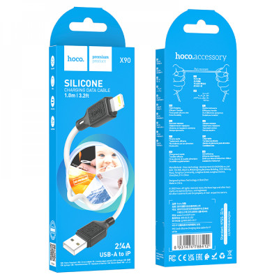 Кабель HOCO X90 Cool silicone charging data cable for iP White Кабель HOCO X90 Cool silicone charging data cable for iP White