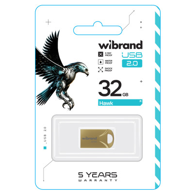 Флеш-накопичувач Wibrand USB 2.0 Hawk 32Gb Gold Флеш-накопичувач Wibrand USB 2.0 Hawk 32Gb Gold