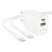 Мережевий зарядний пристрій з кабелем BOROFONE BN27 Fuente PD20W+QC3.0 charger set (C to C) (EU) White Мережевий зарядний пристрій з кабелем BOROFONE BN27 Fuente PD20W+QC3.0 charger set (C to C) (EU) White