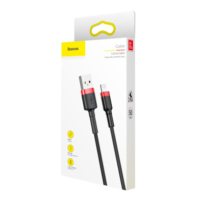 Кабель Baseus Cafule Cable USB For Lightning 2.4A 0.5m Red+Black Кабель Baseus Cafule Cable USB For Lightning 2.4A 0.5m Red+Black