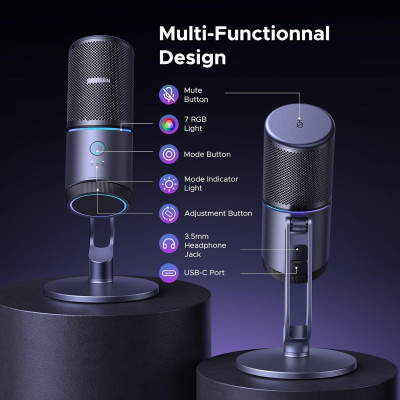 Мікрофон UGREEN CM769 Desktop USB Microphone RGB 24-bit 96kHz ANS Мікрофон UGREEN CM769 Desktop USB Microphone RGB 24-bit 96kHz ANS